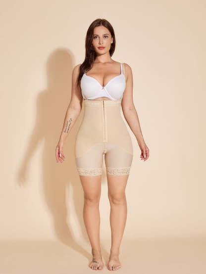 Women Shapewear Open Bust Tummy Control Bodysuit With Zipper Crotch - Tan