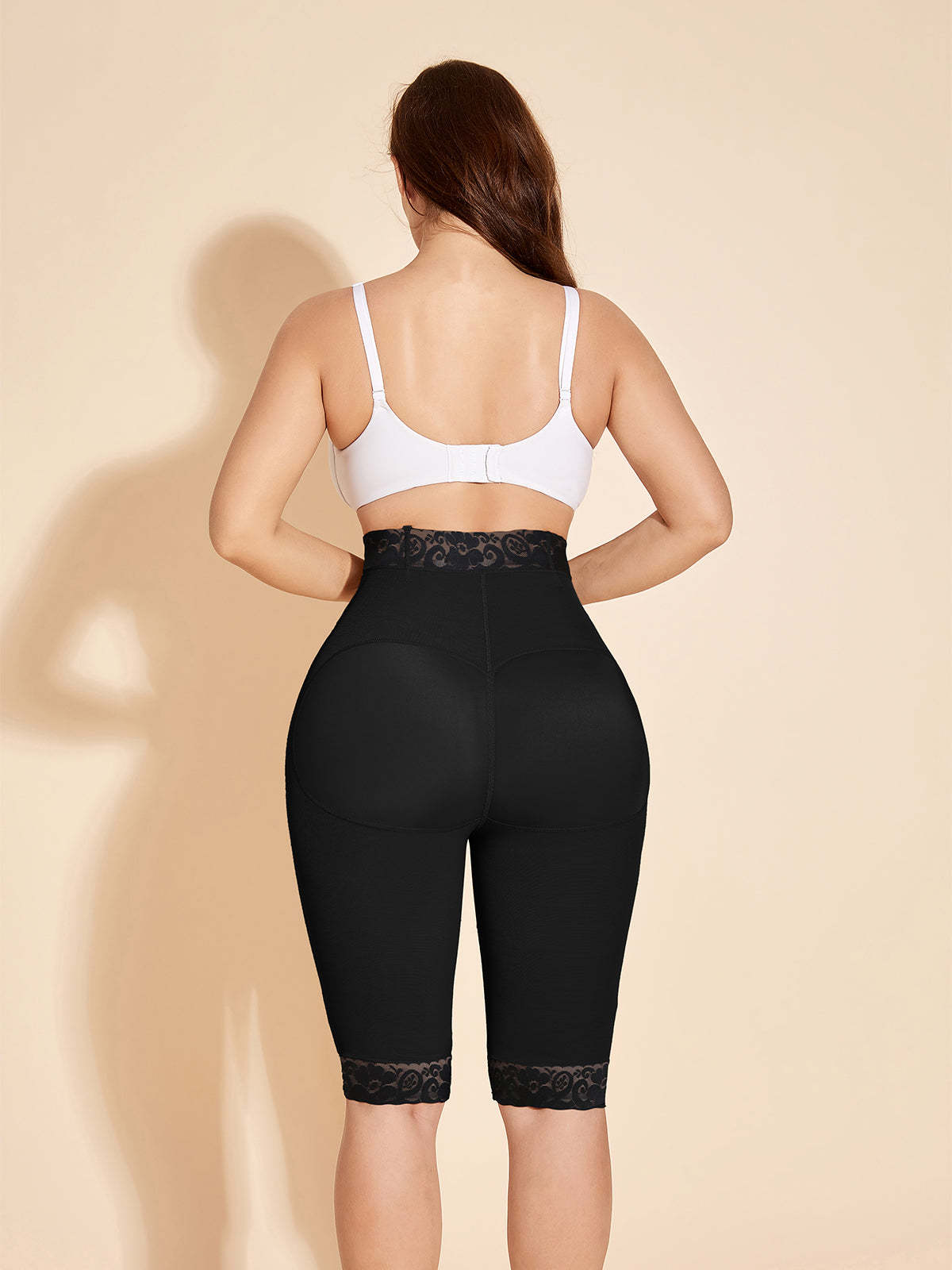 ChicCurve High Waisted Butt Lifter Lace Shaping Shorts - Black