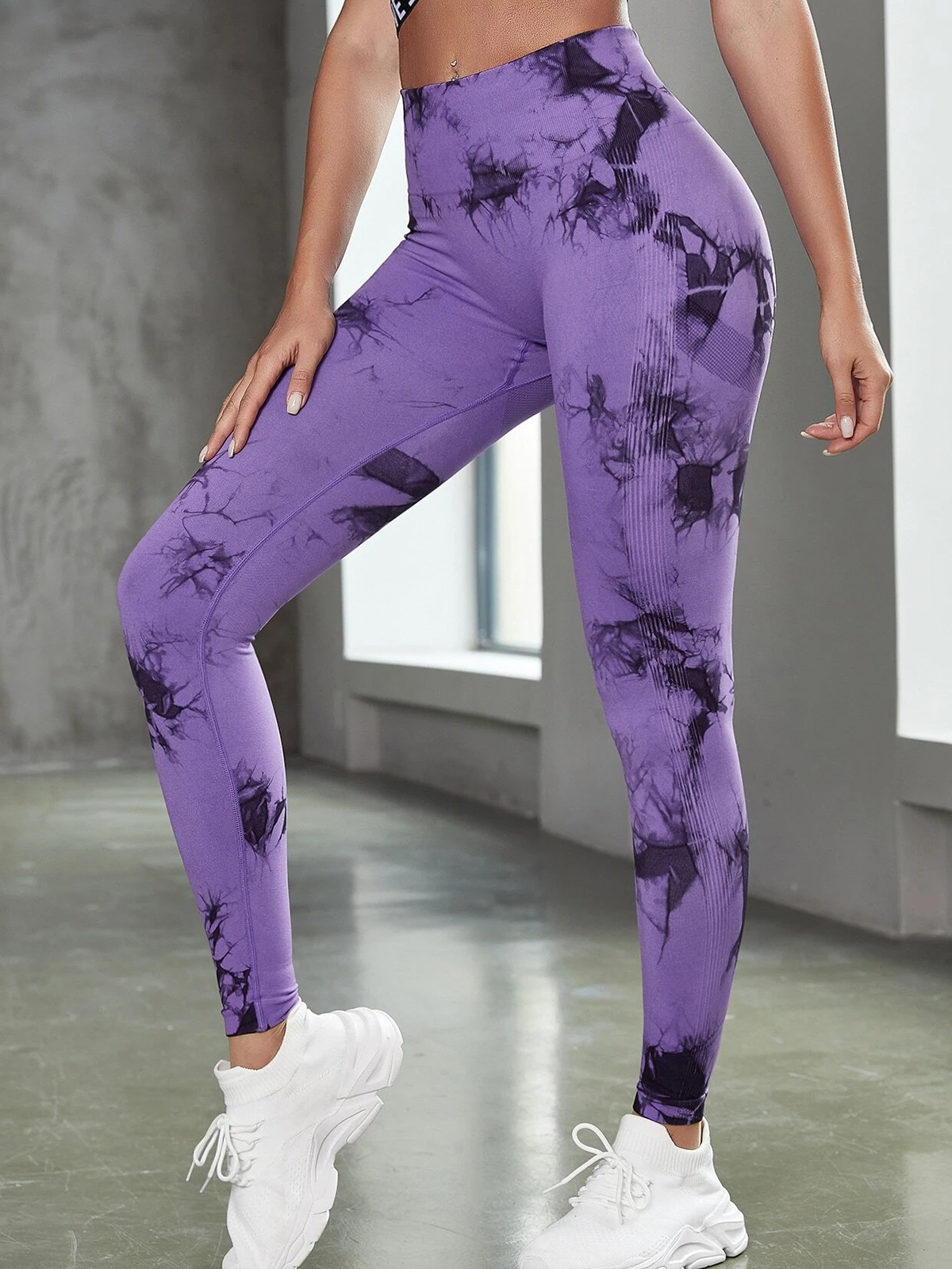 Seamless Wide Band Waist Tie Dye Sports Leggings