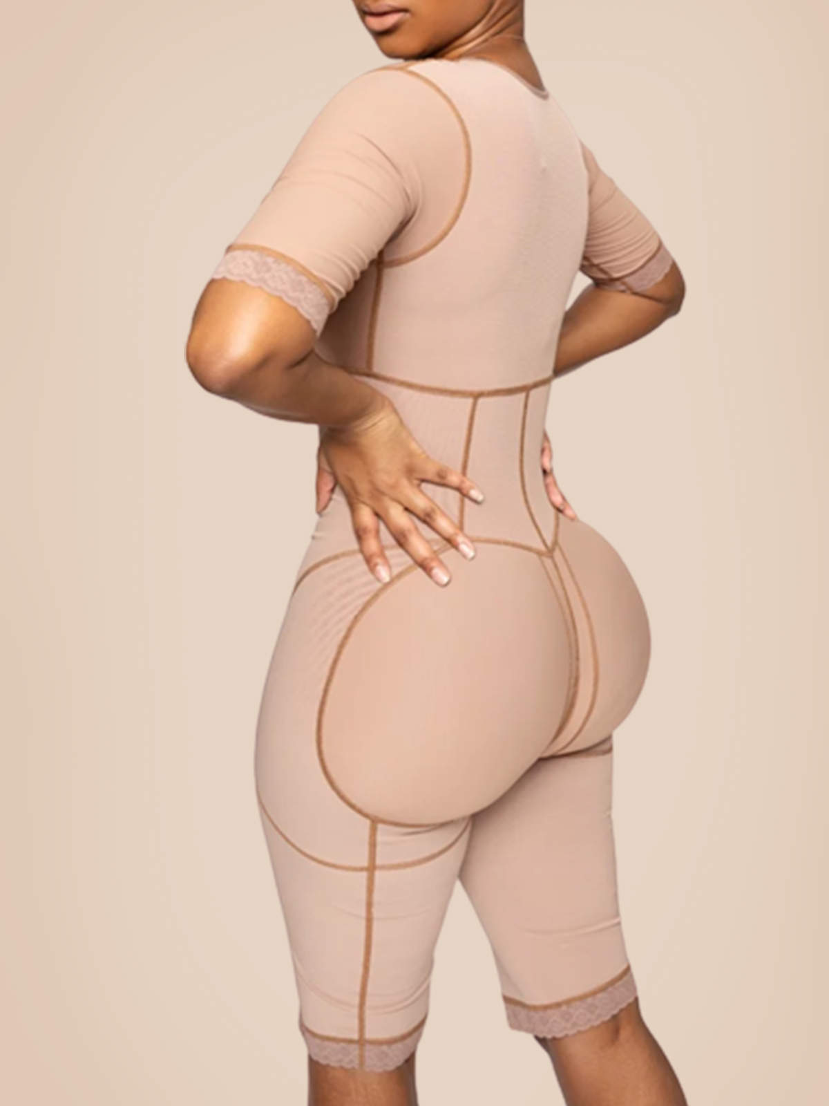 Full Body Bipper Bodysuit With Sleeves One-piece Postpartum Shapewear For Women Chest Cupport Hip Shaping Tummy Control Bodysuit