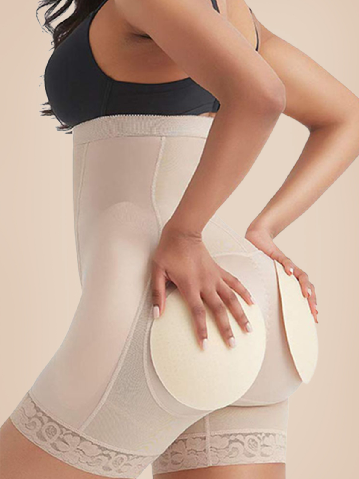 Strapless Padded Butt Lifter For Women High Waist Slimming Shapewear Eye N Hook Tummy Control Shaping Shorts Underwear
