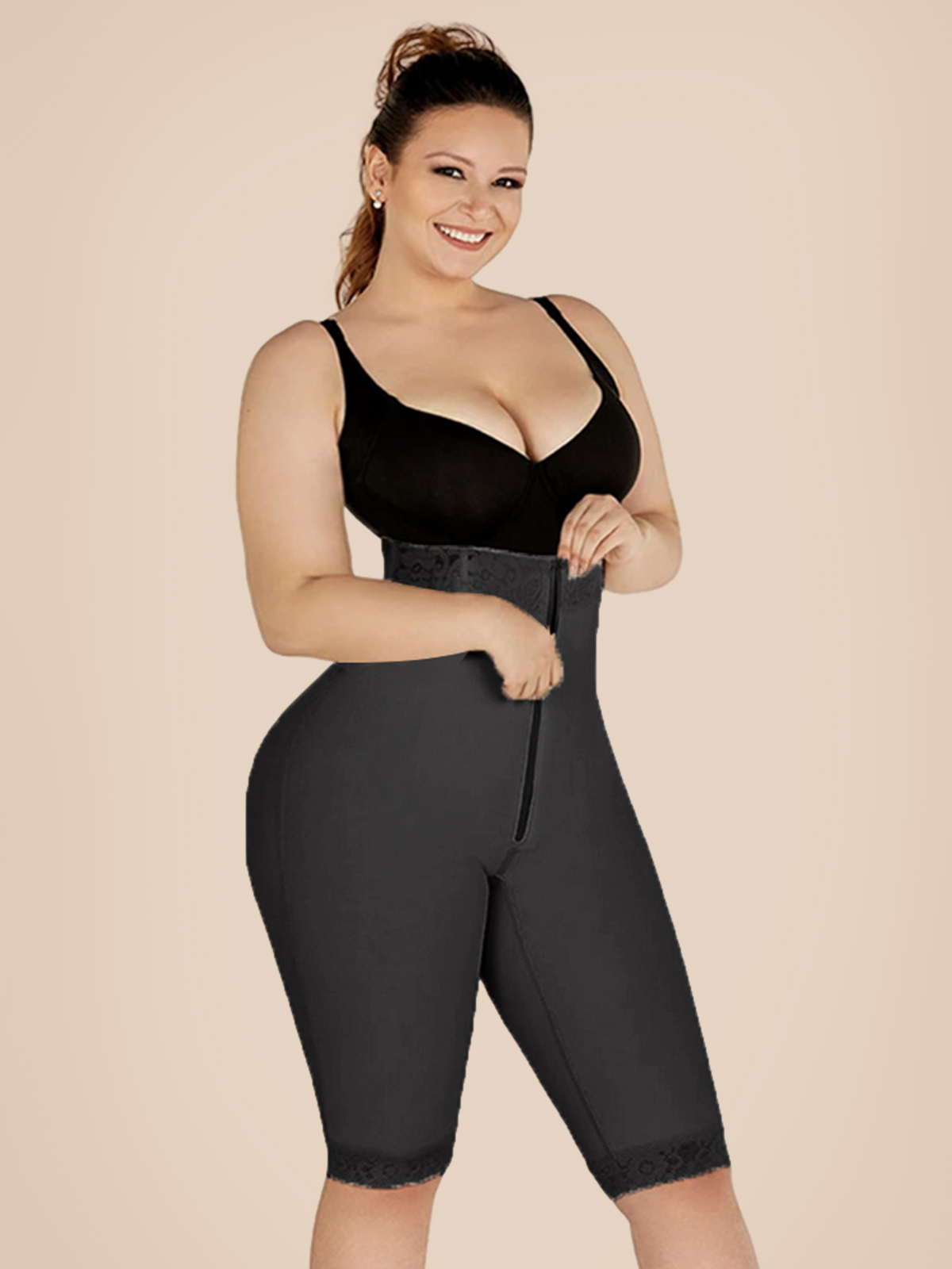 Double Compression High-Waisted Butt Lifting Shorts Knee Short And Lift Buttoks