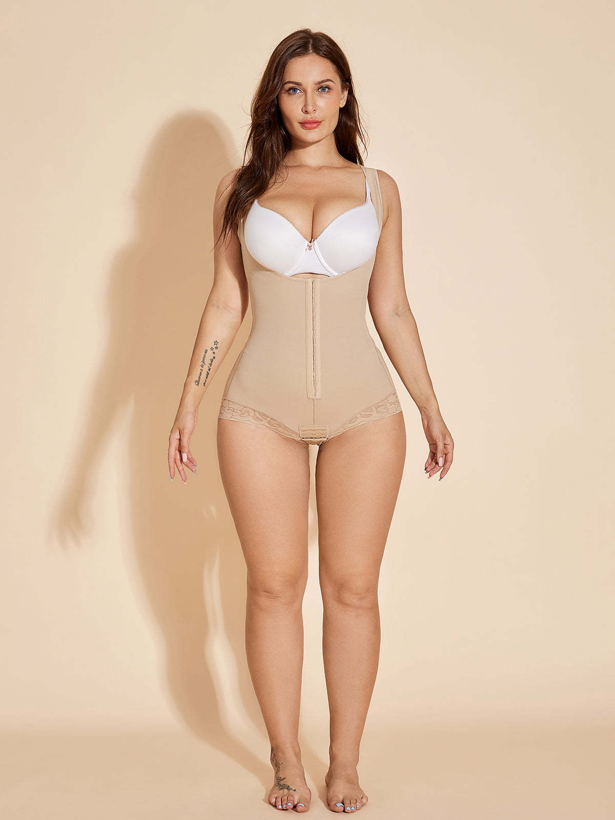 Fajas Colombianas Body Shaper Tummy Control Butt Lifting Shapewear Hook-eye - Tan