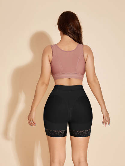 Booty Lift Shapewear Shorts Underwear Butt Lifter High Waisted Tummy Tuck Control Panty Hook Eye Closure - Black