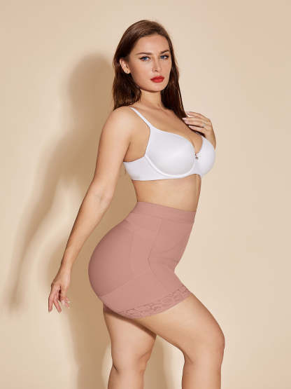 Seamless Butt Lifter Women Slimming Booty Lifting Shorts - RosyBrown