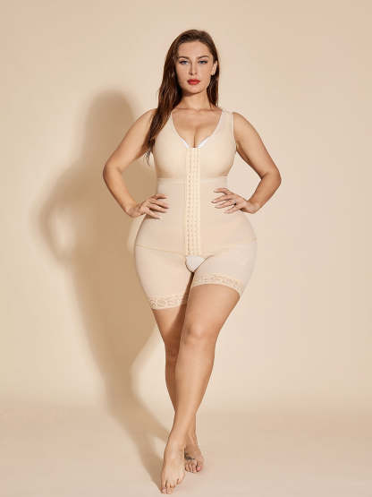Waist Slimming Girdles Fajas Colombianas Full Body Shaper Compression Garment Shapewear - Tan