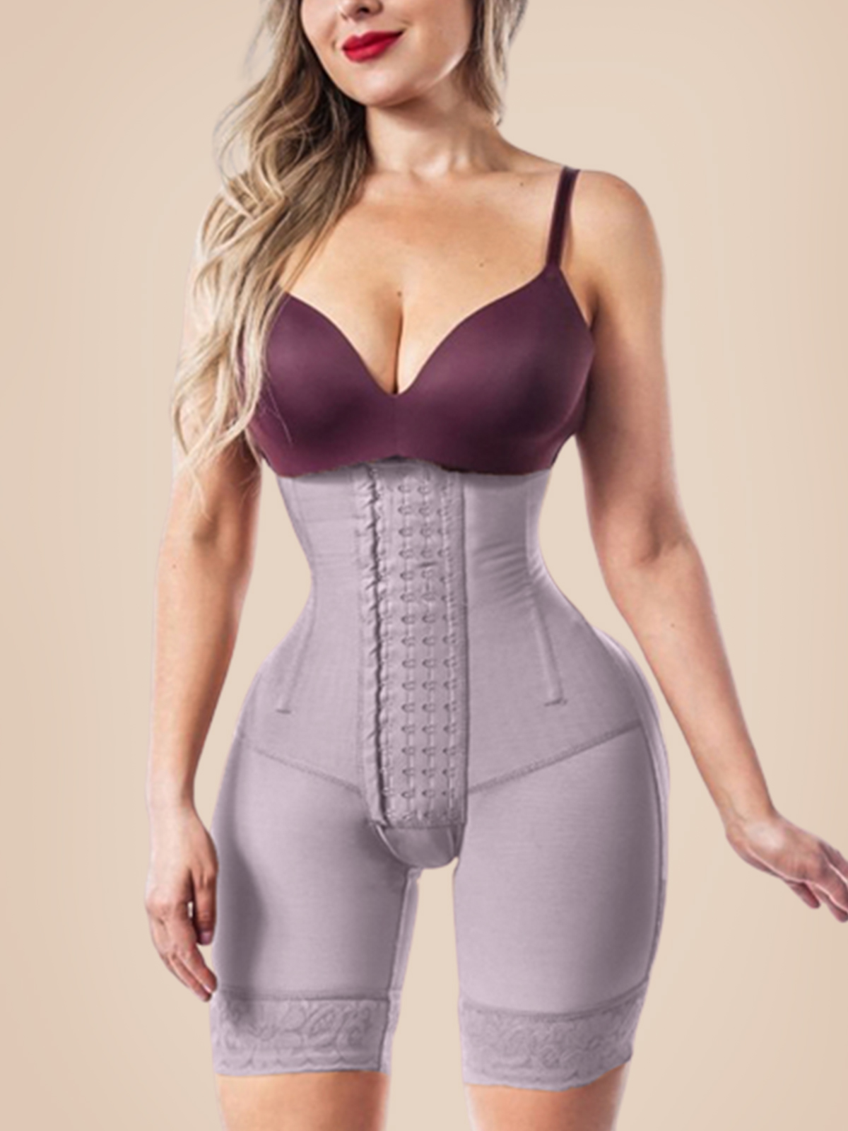 Woman Open Bust Tummy Control Shapewear Postpartum Body Shaper Post Liposuction Bodysuit Hook Eye High Waist Fajas