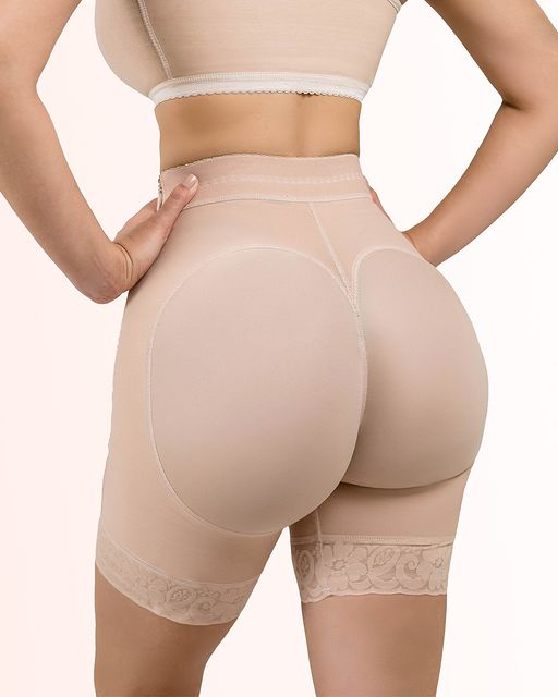 High Waist Butt Lifter Side Zipper Lace Shorts