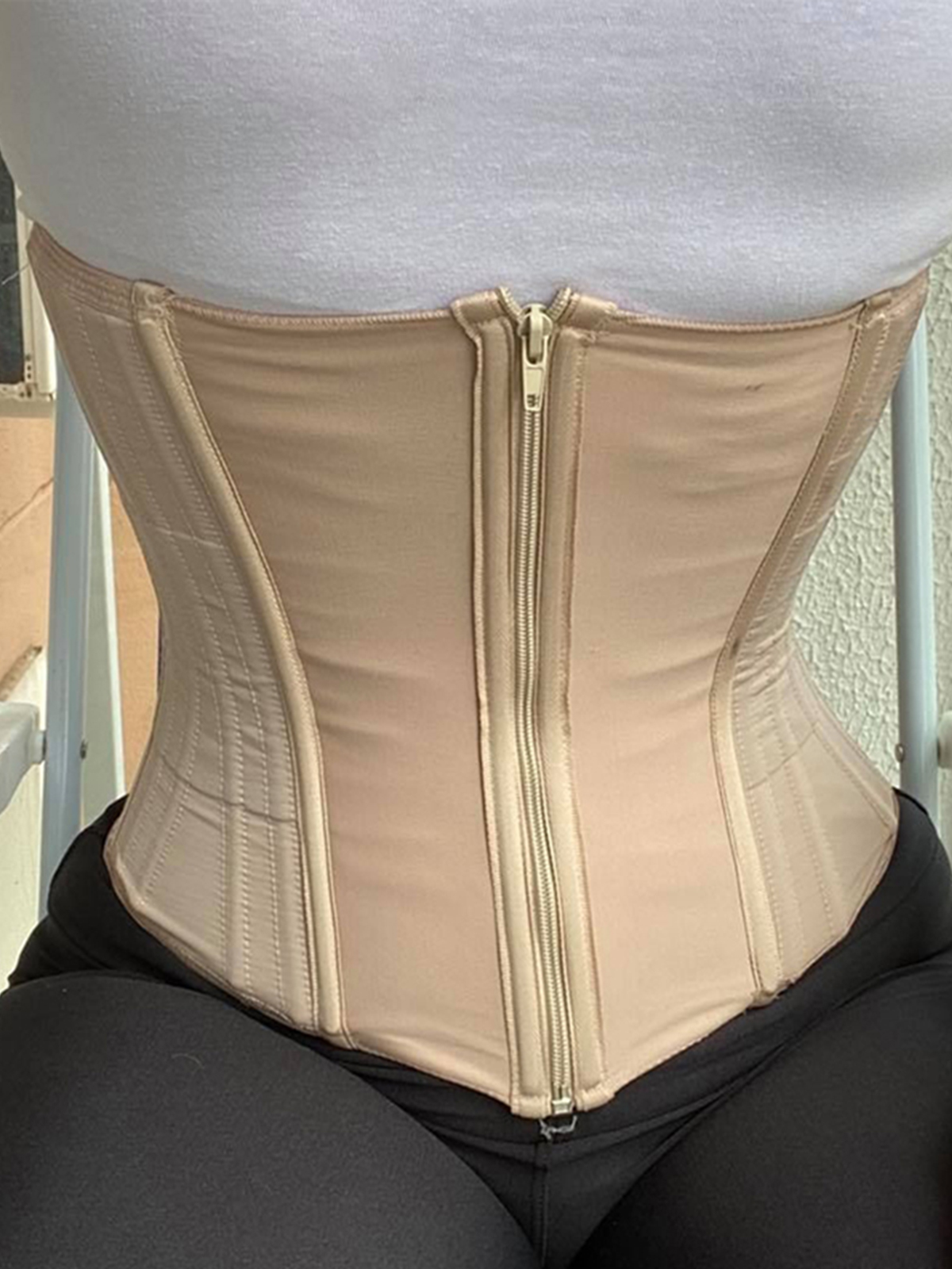 Double Compression Adjustable Zipper Body Sculpting Steel Bone Abdomen Belt Rubber Waist Belt