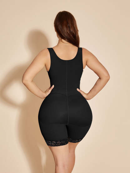 Open Bust Faja Compression Tummy Control Shapewear with Zipper - Black