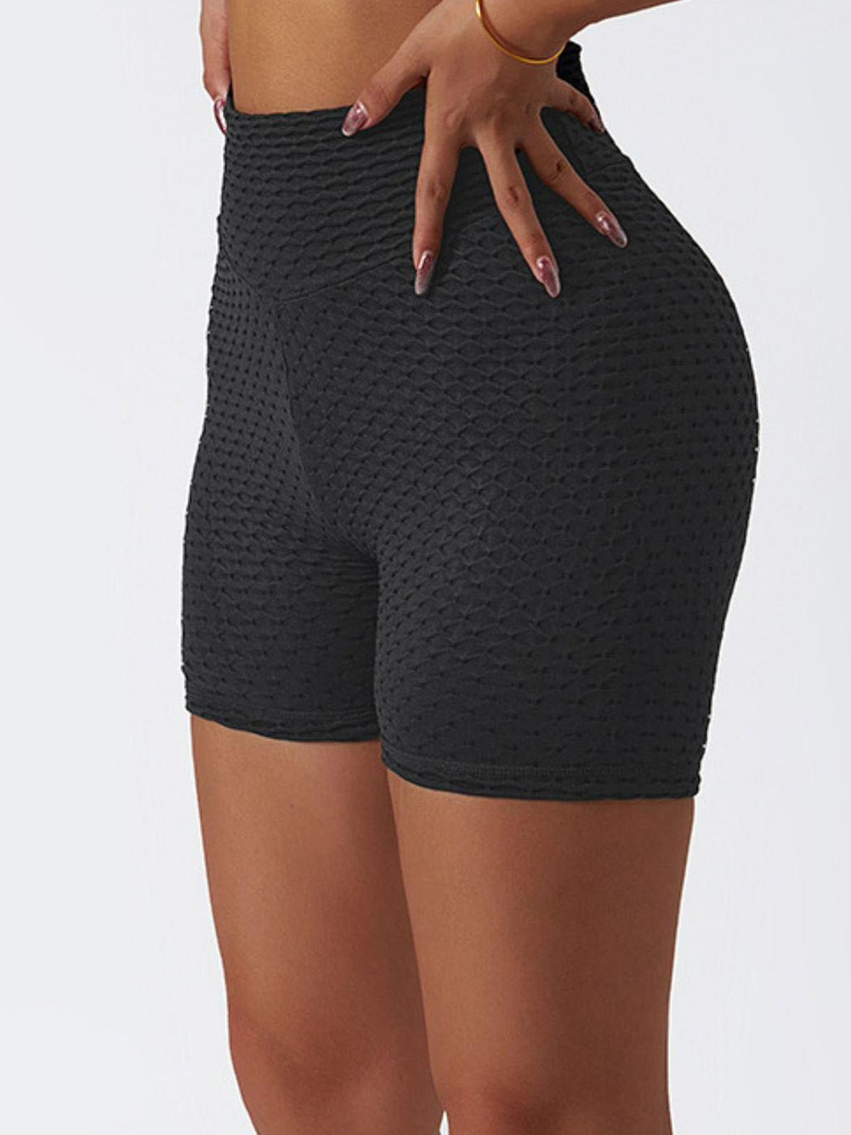 Textured High-Rise Biker Shorts