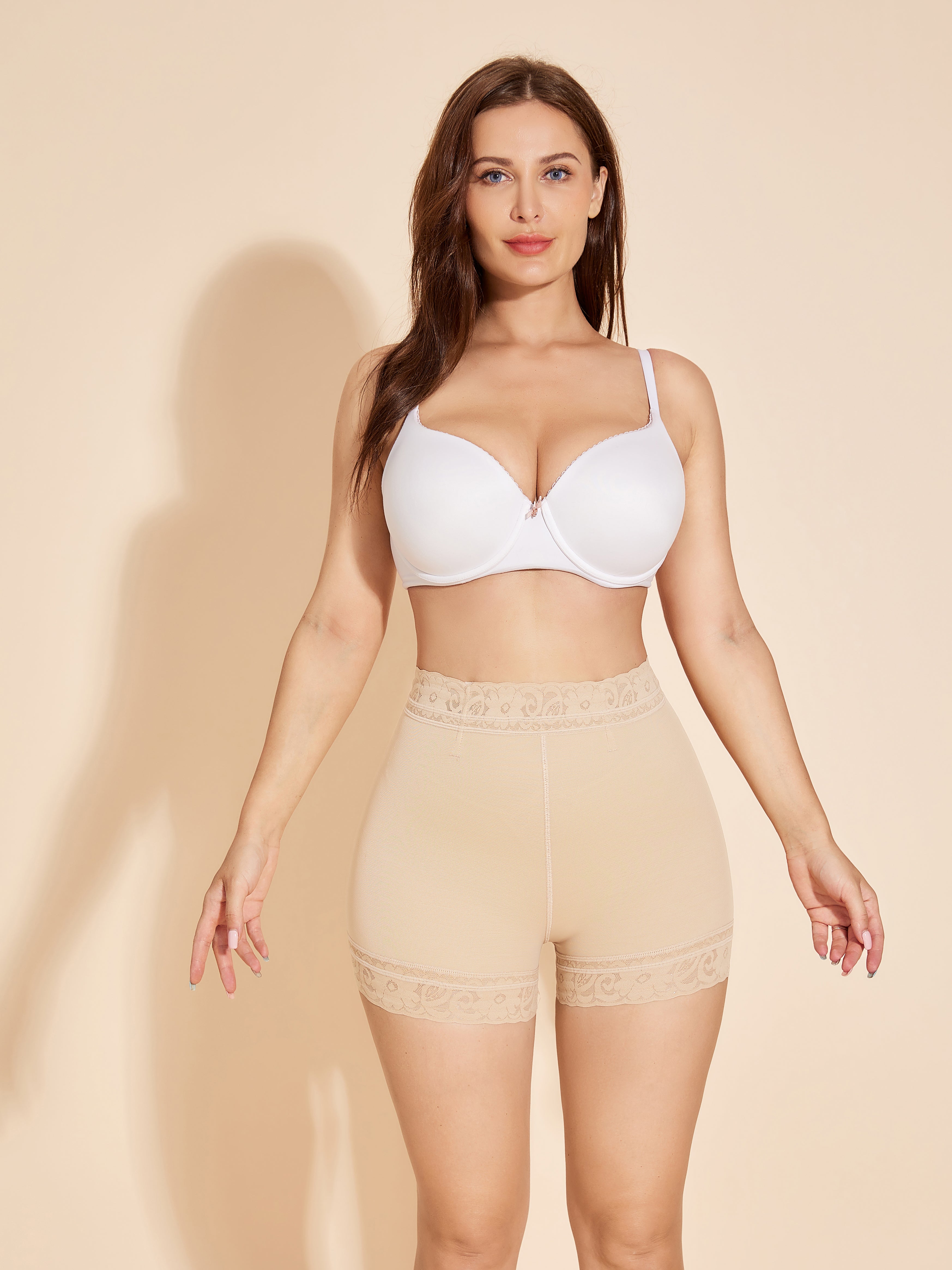 Hip Lift Shorts Tummy Control Panty Lifter No Trace for Women Plus Size - Beige