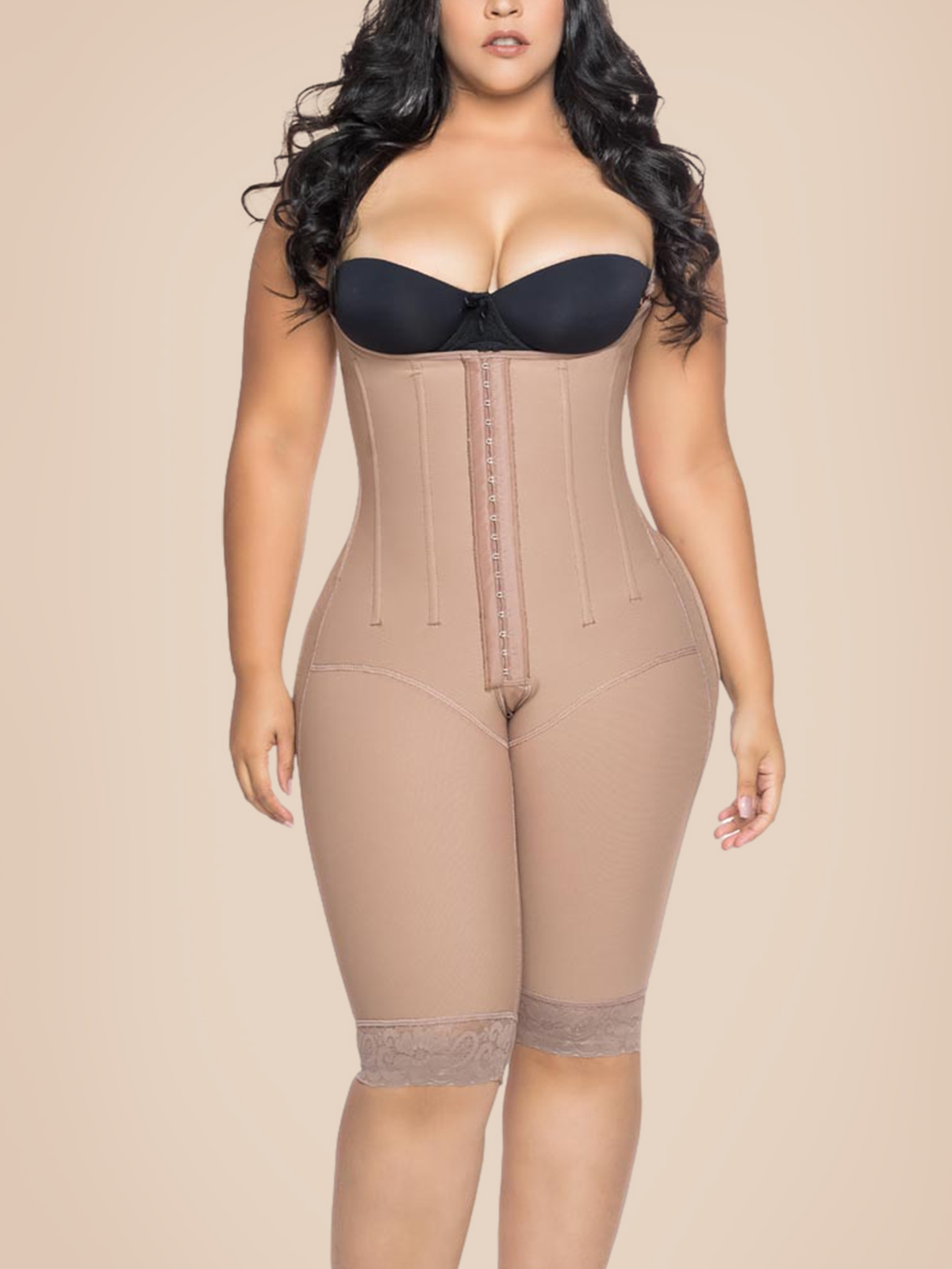 Knee Length Underbust Body Shaper Fajas For Women Postpartum Girdle Body Shaper