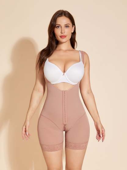 Butt Lifting Women Shapewear Tummy Control Body Shaper Open Bust - RosyBrown