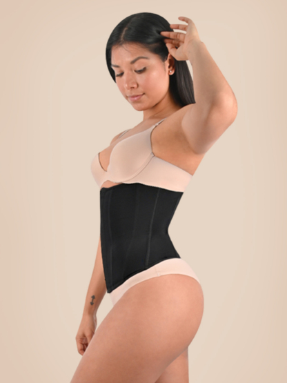 Women Zipper Body Shaper Slimming Waist Trainer - Black