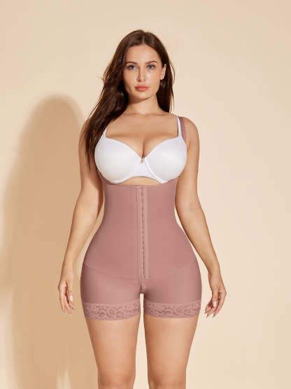 Tummy Control Shapewear Fajas Colombianas High Compression Body Shaper for Women Hook-eye Closed - RosyBrown