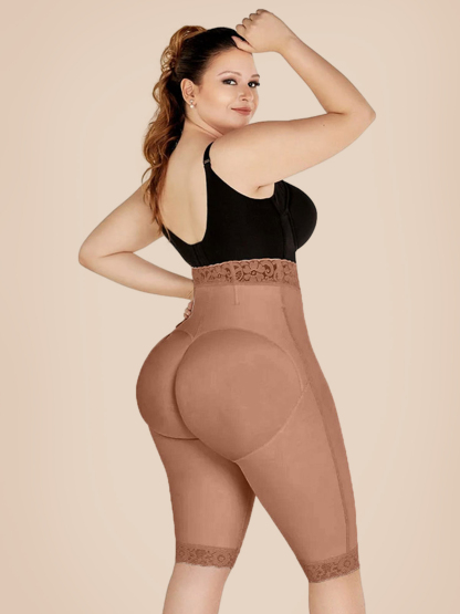 Double Compression High-Waisted Butt Lifting Shorts Knee Short And Lift Buttoks