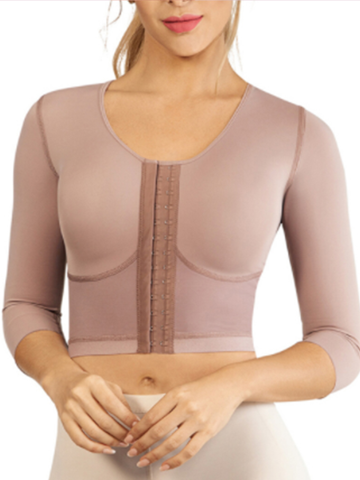 Strapless top with middle sleeve breasted hood