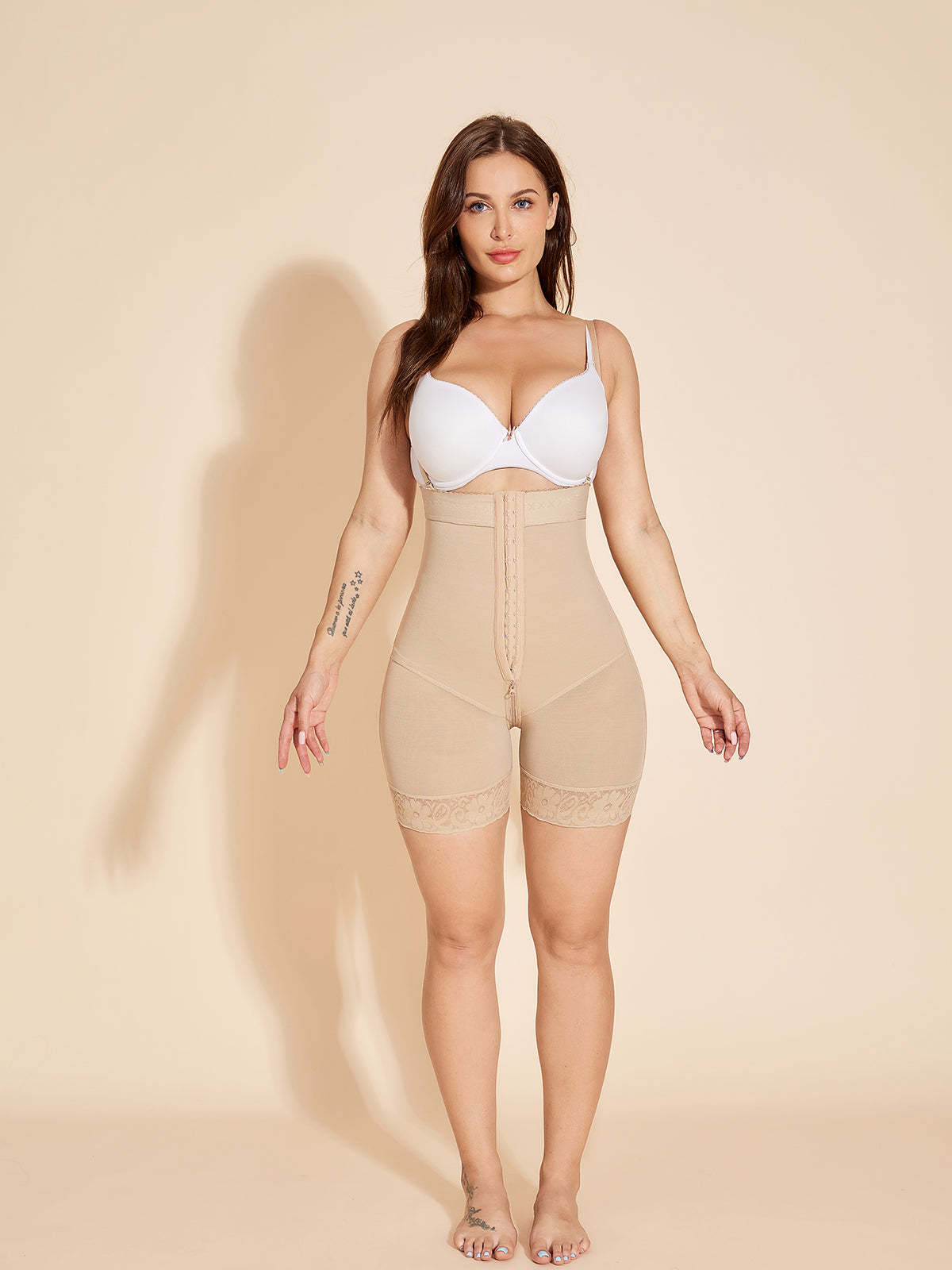 Women's Open Bust Shapewear Tummy Control Corset Bodysuit - Tan