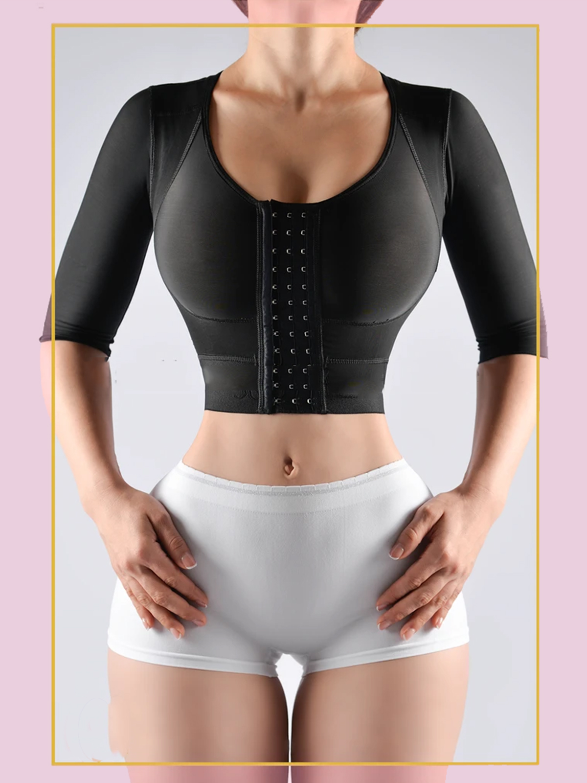 Strapless top with middle sleeve breasted hood