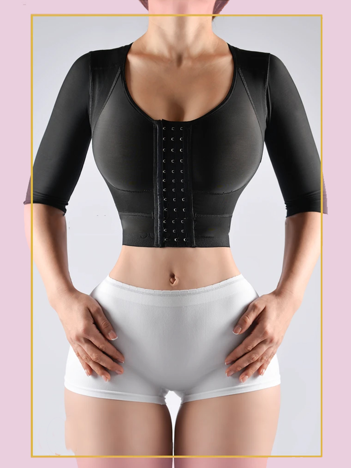 Strapless top with middle sleeve breasted hood