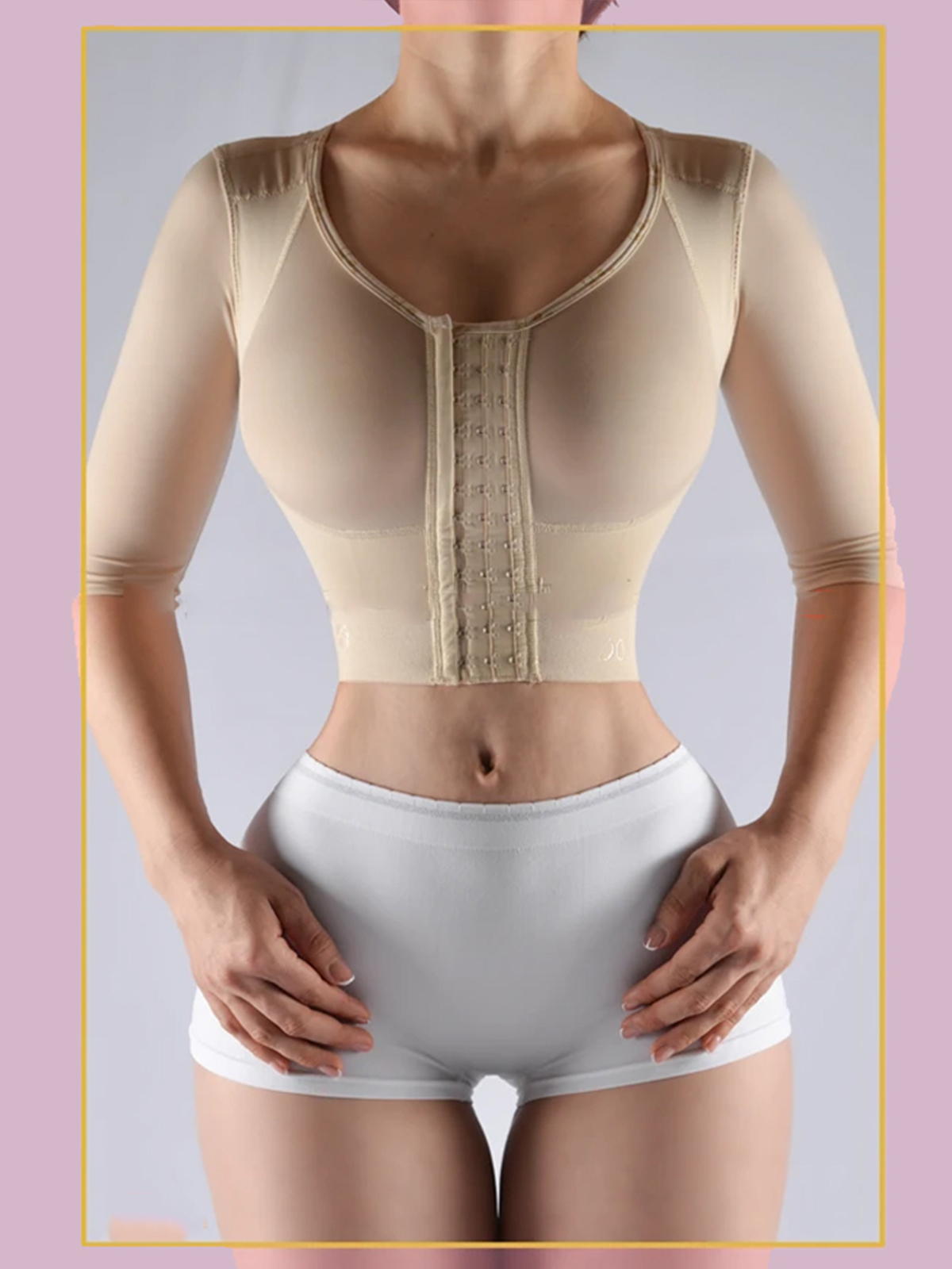 Strapless top with middle sleeve breasted hood