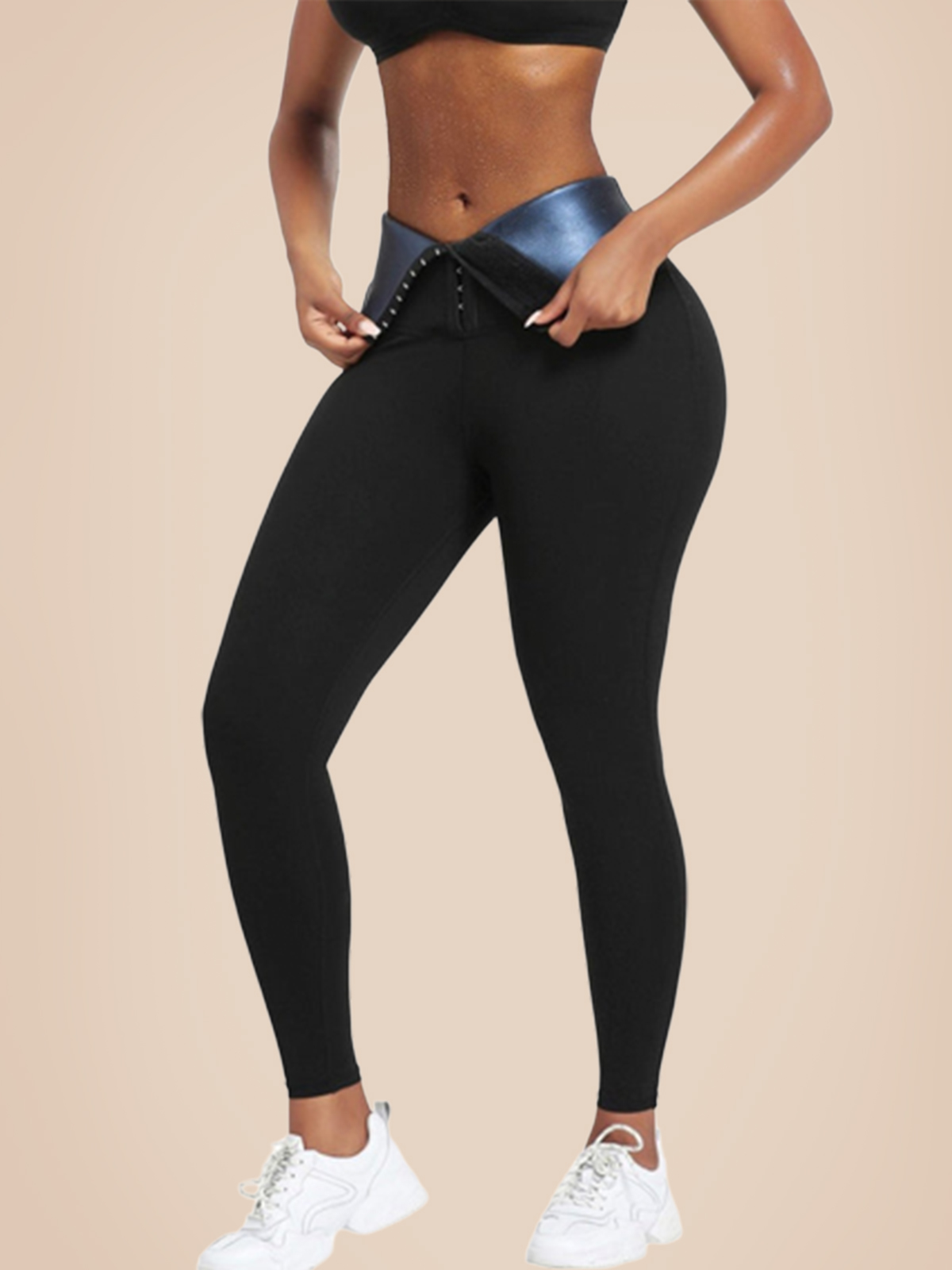 Leggings With Blue Neoprene Tummy Control