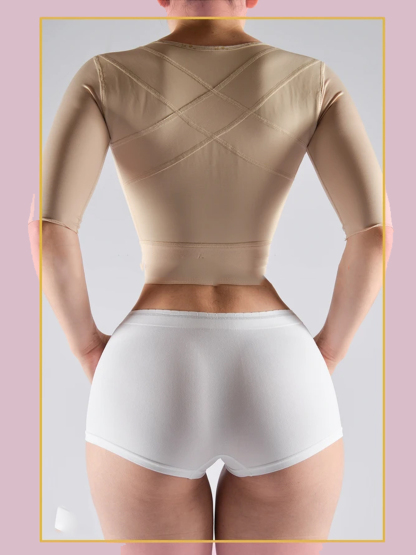 Strapless top with middle sleeve breasted hood