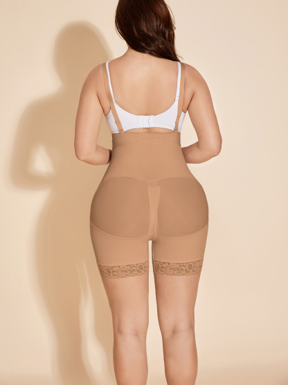 Fajas Colombianas Compression Shapewear Open Bust Tummy Control with Zipper - Tan