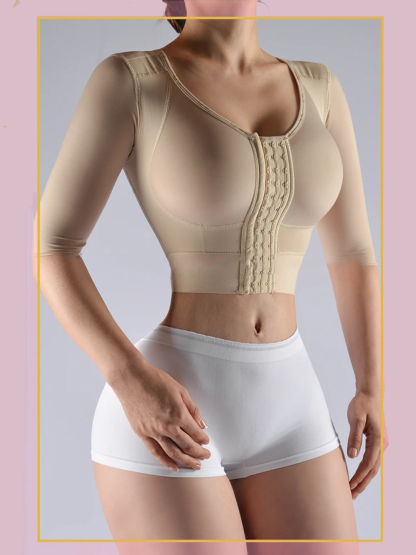 Strapless top with middle sleeve breasted hood