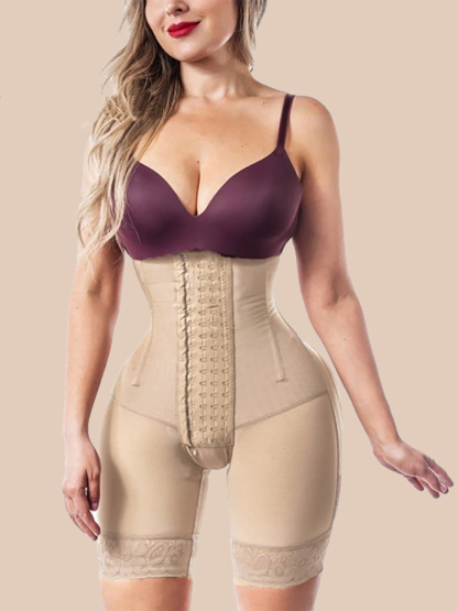 Woman Open Bust Tummy Control Shapewear Postpartum Body Shaper Post Liposuction Bodysuit Hook Eye High Waist Fajas