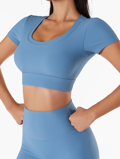 Skinny Short Sleeve Show Navel Sports Yoga Top