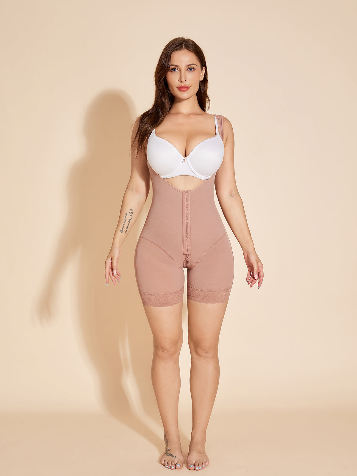 Butt Lifting Women Shapewear Tummy Control Body Shaper Open Bust - RosyBrown