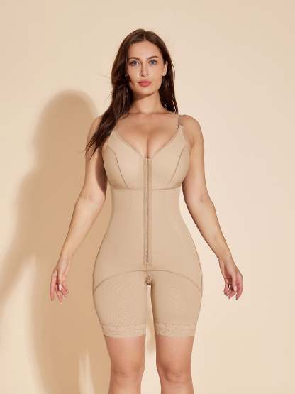 Tummy Control Shapewear Post-operative Shaping Faja with Hook-Eyes - Tan