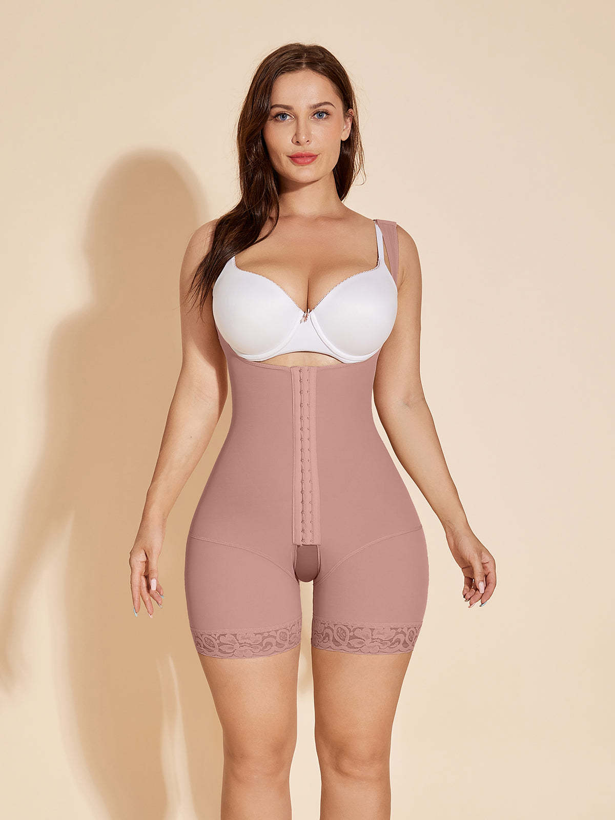 Open Crotch Women Shapewear Butt Lifting Body Shaper - RosyBrown-ChicCurve
