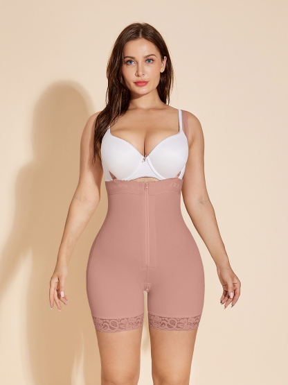 Fajas Colombianas Compression Shapewear Open Bust Tummy Control with Zipper - Tan