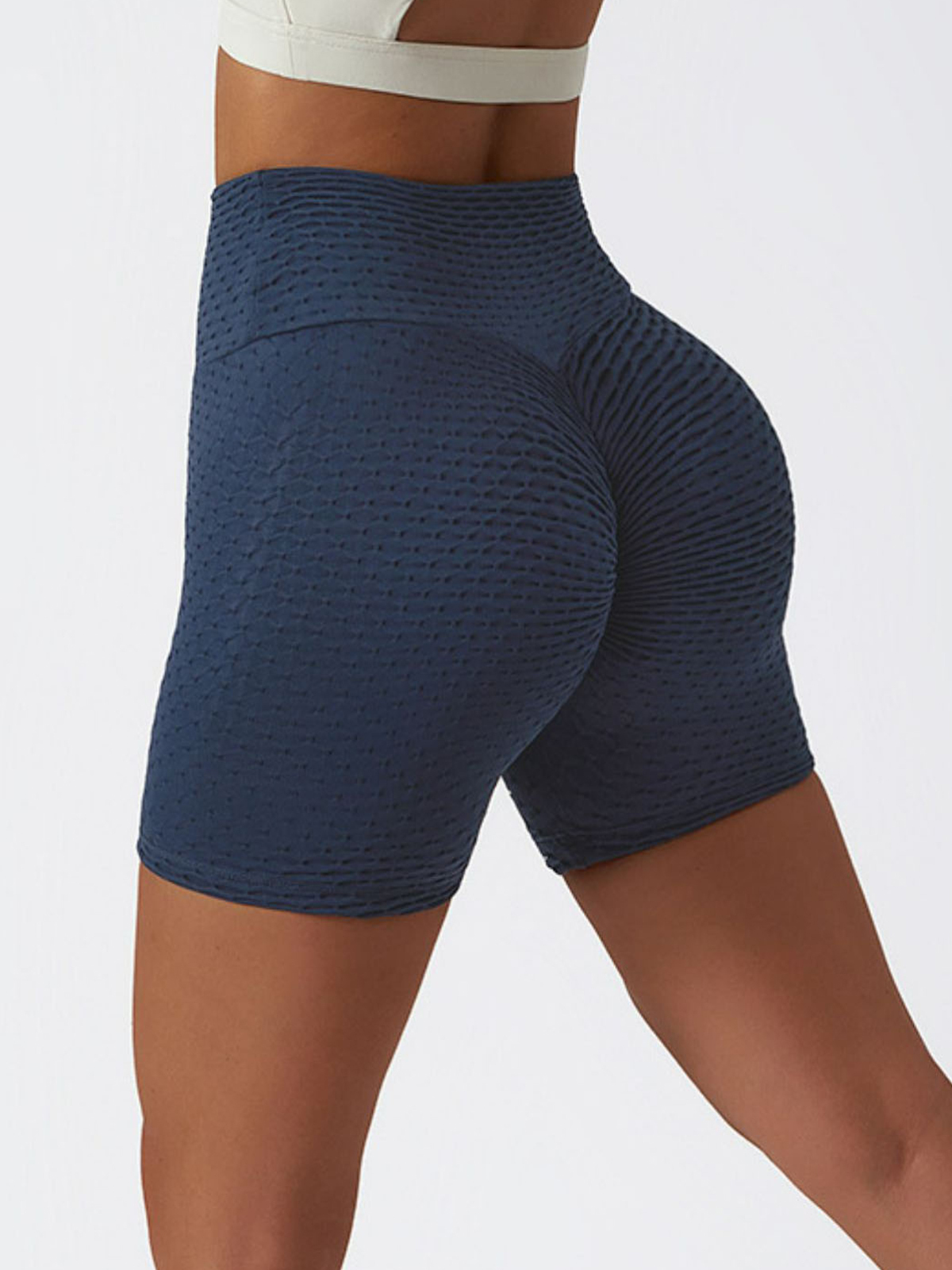 Textured High-Rise Biker Shorts