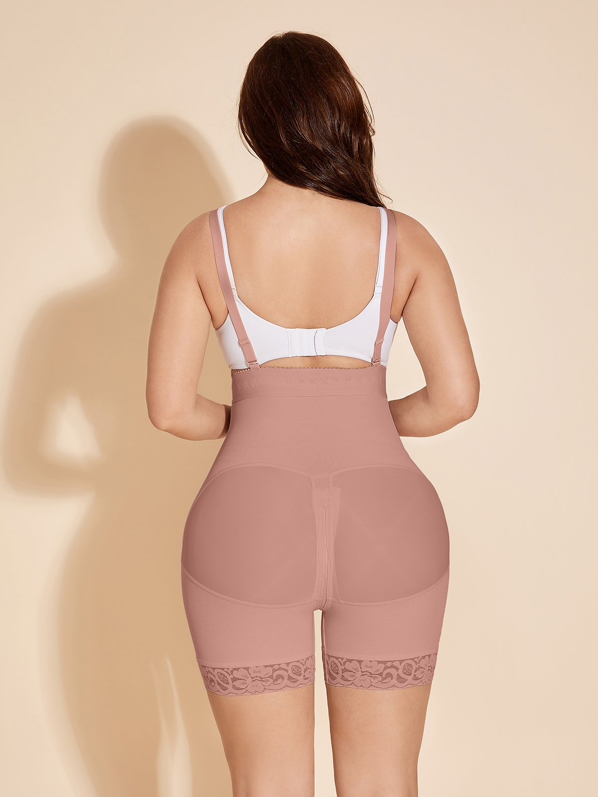 Fajas Colombianas Compression Shapewear Open Bust Tummy Control with Zipper - Tan