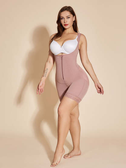 ChicCurve Open Bust Tummy Control Shapewear with Zipper 