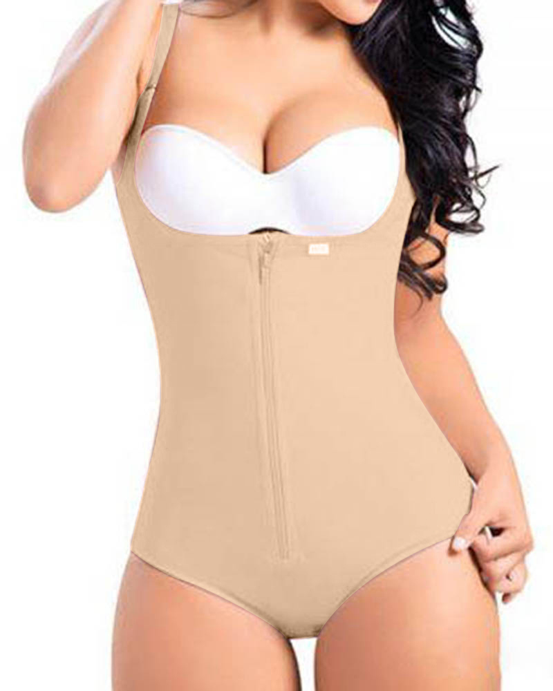 Women Postpartum Body Shaper With Zipper High Waist Cincher Flatten Abdomen Fajas