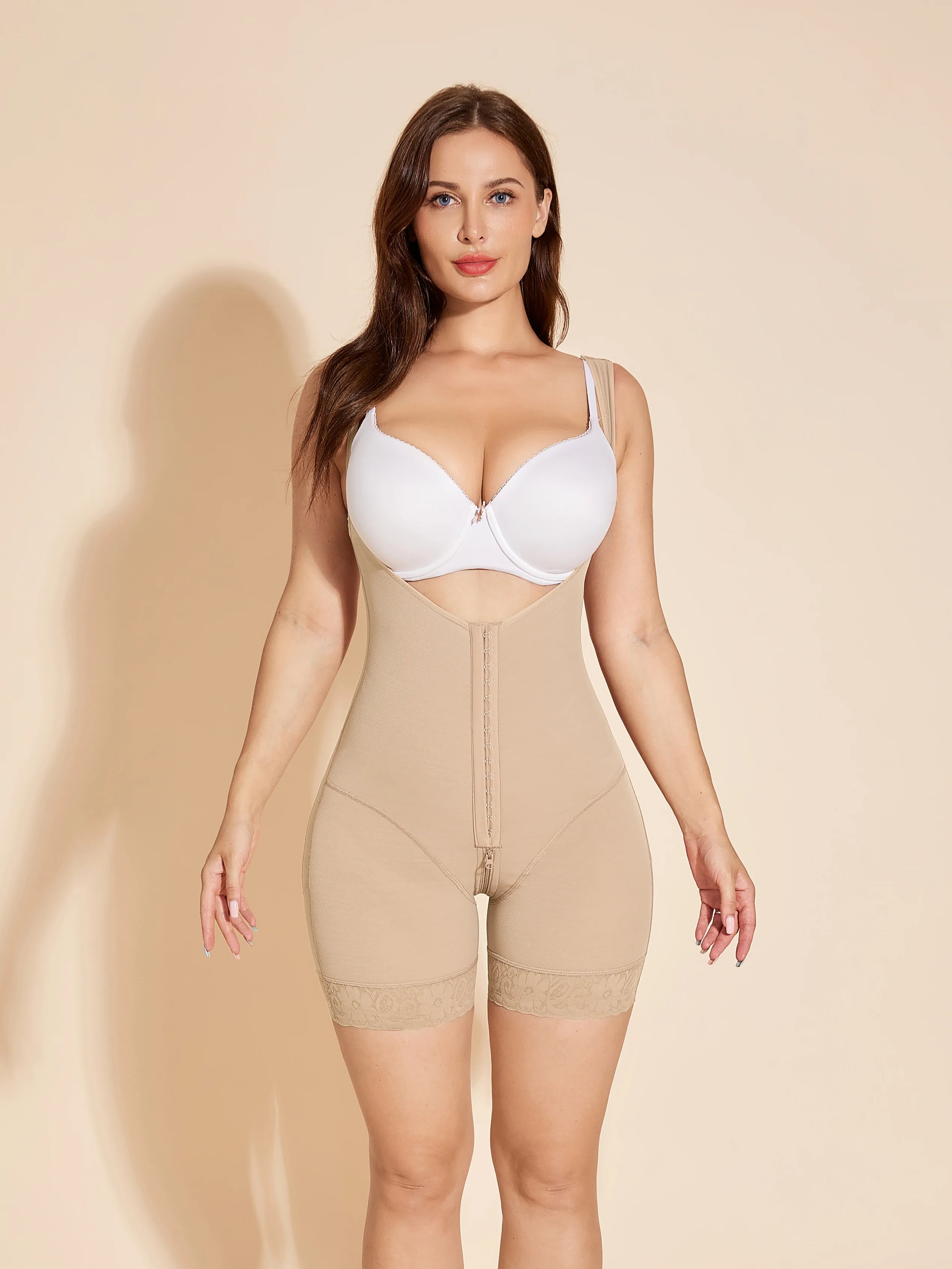Butt Lifting Women Shapewear Tummy Control Body Shaper Open Bust - Tan
