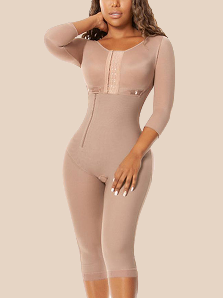 Post-surgical Use Women Body Shaper Smart Compression Fabrics Long GirdleTo the Knee 