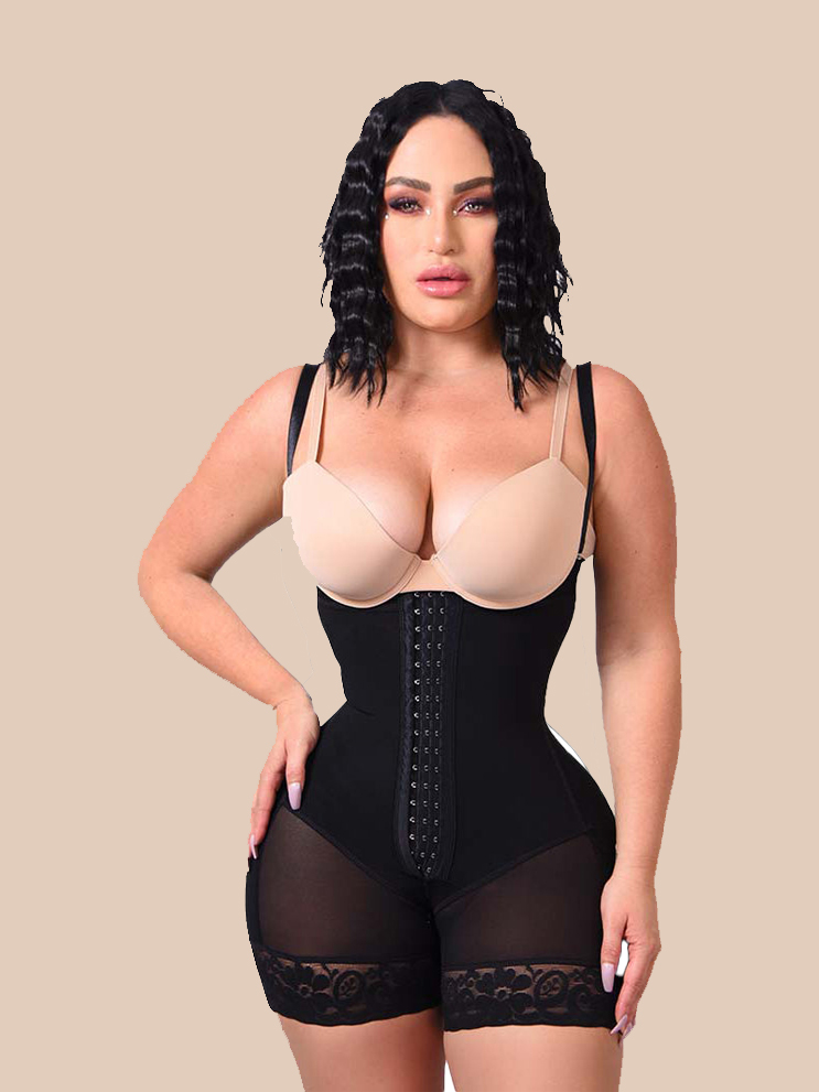 Tummy Control Butt Lifter Thigh Slimmer Plus Size Faja with Zipper  Crotch-ChicCurve