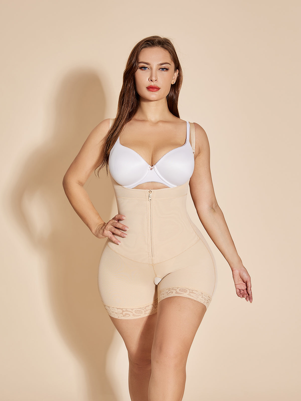 Open Bust Women Shapewear Butt Lifting Body Shaper - Tan