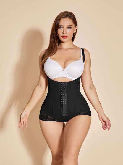 Bodysuit Postpartum Tummy Tuck Body Shaper Waist Trainer Post Surgery Faja - Black