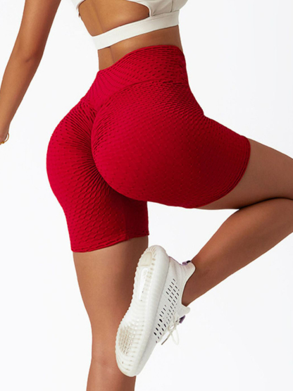 Textured High-Rise Biker Shorts