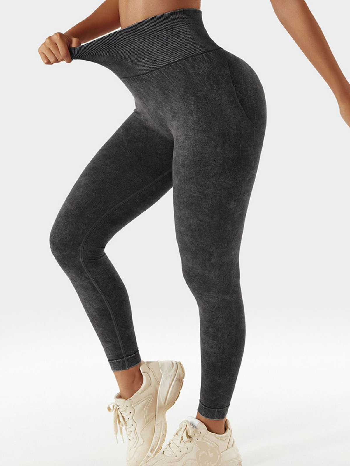 Acid Wash High Waist Sports Leggings