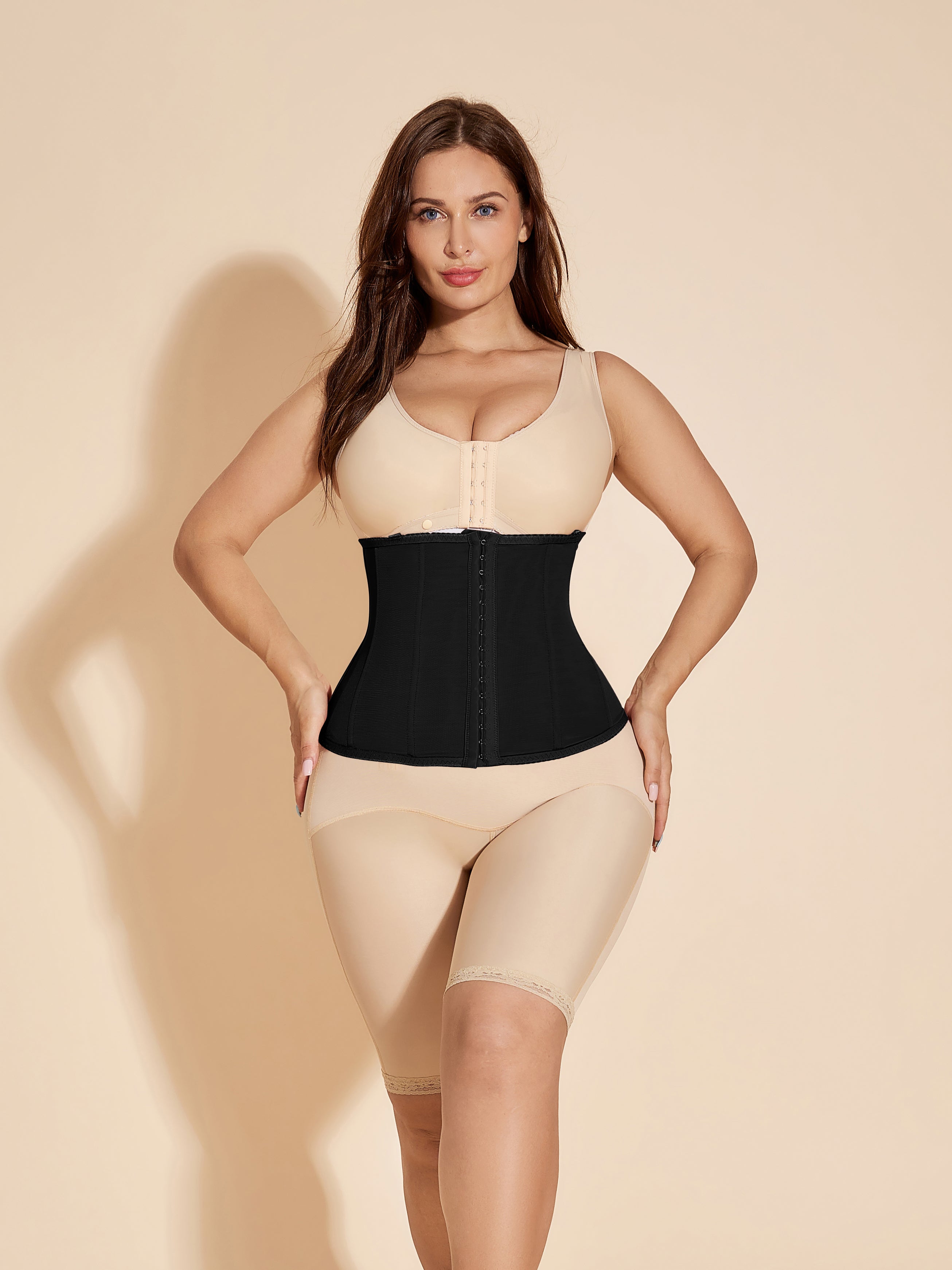 Hook-Eye Corset Waist Trainer Girdles - Black