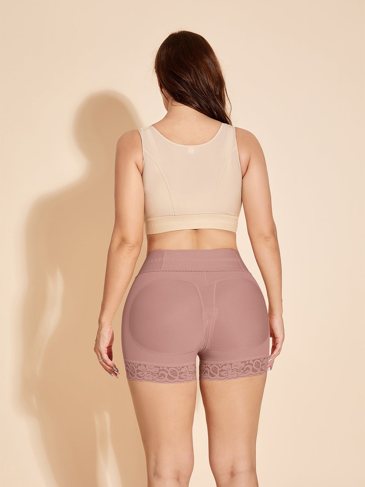Booty Lifting Shaper Shorts Underwear High Waisted Tummy Tuck Control Panty - Rosy Brown