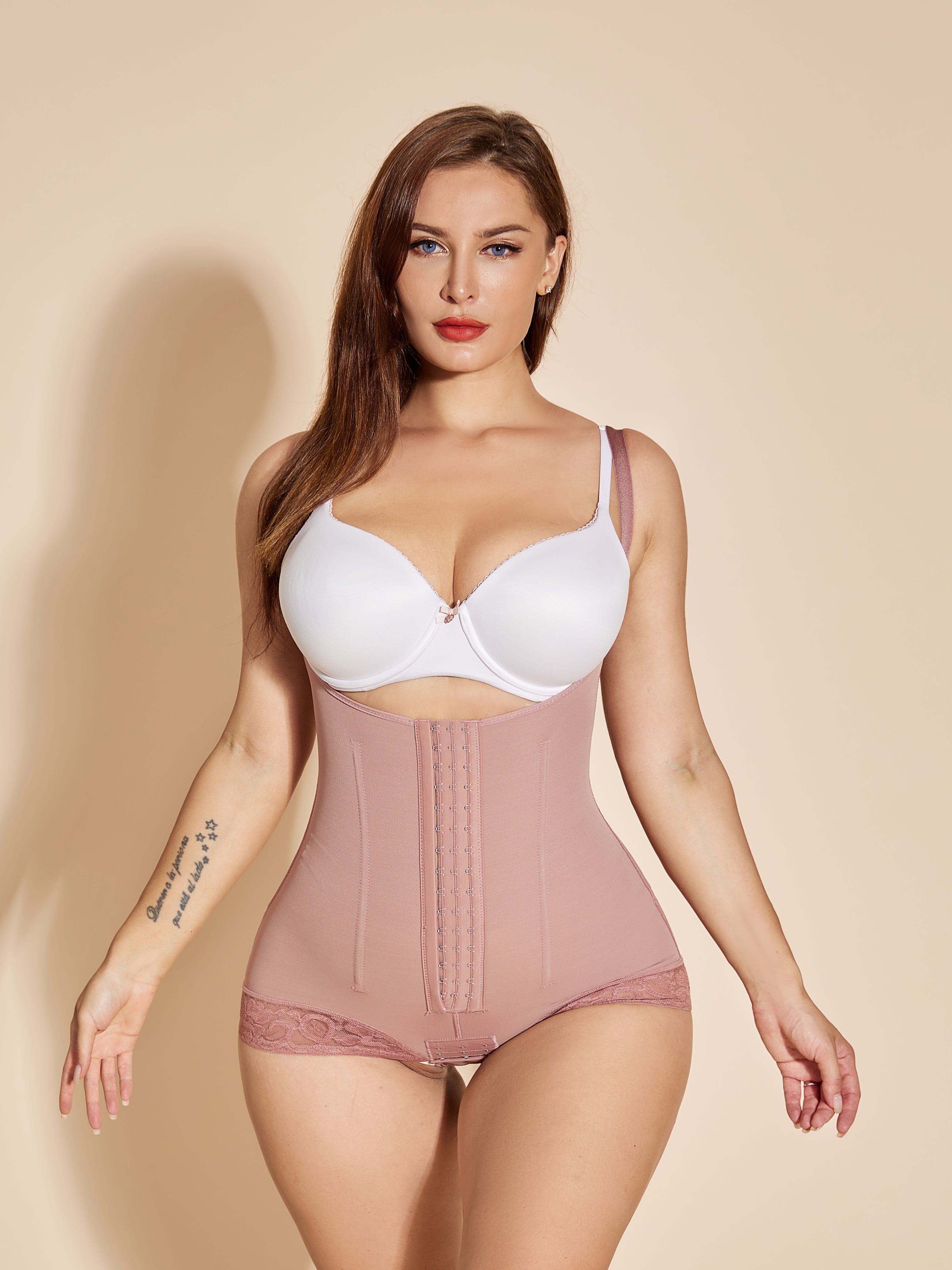 Bodysuit Postpartum Tummy Tuck Body Shaper Waist Trainer Post Surgery Faja - RosyBrown